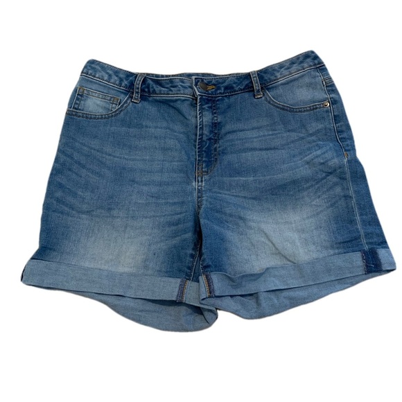 💛 George Blue Denim Jean Cuffed Shorts, Size 8 - Picture 1 of 6